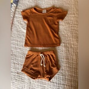 Orange Ribbed Mebie Baby Matching Set